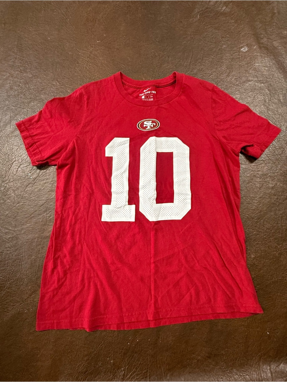 Nike Red Short Sleeve Tee with White '10' and Team Emblem